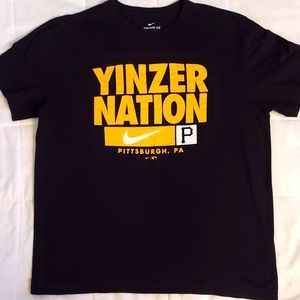Men's Nike "Yinzer Nation" Pirate's Black & Yellow Large 100% Cotton S/S T-Shirt